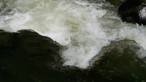 Top view of a river cascade with a strong water flow Stock Footage 292838612
