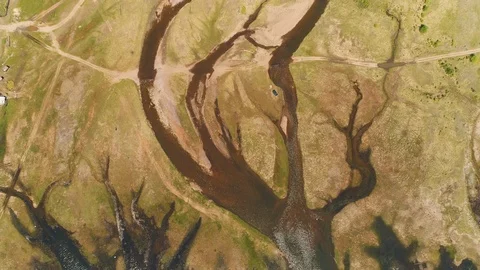 Top view of river estuary and natural area on sunny summer day. Stock Footage 121287722
