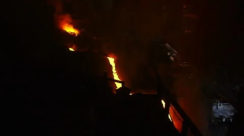 Top view of the river of fire in the metal shop Stock Footage 55390021