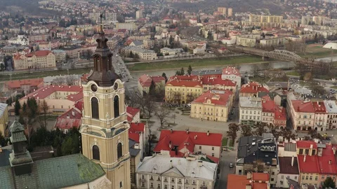 Top view of river in Poland, Pshemysl Stock-Footage 129513409