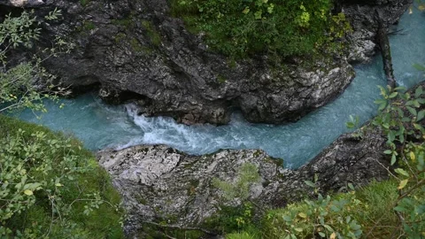 Top view of the river in a rocky gorge Video stock 260867787