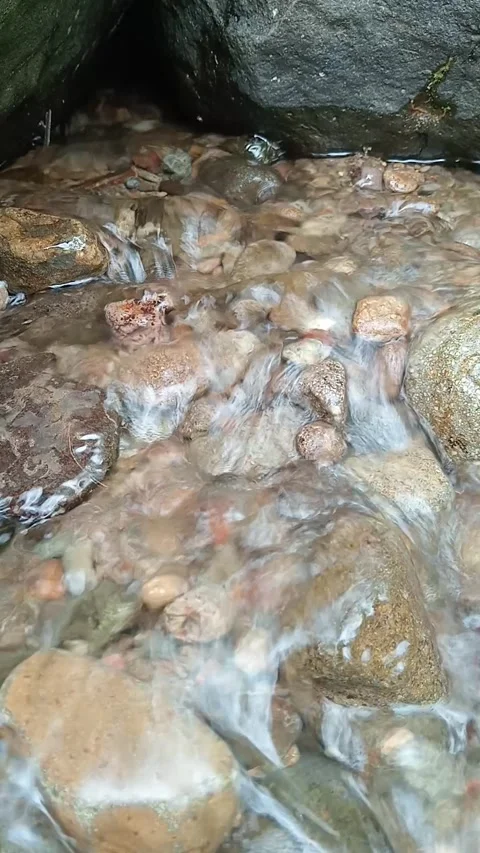 Top View of River Stream Flowing Over Rocky Surface Stock Footage 330394380