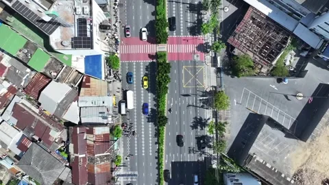 Top view of the road and intersection Stock Footage 333719516