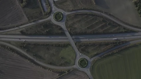 Top view of road crossing each other Stock Footage 165877624