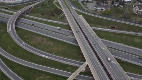 Top view of the road junction on the highway Stock Footage 280109786