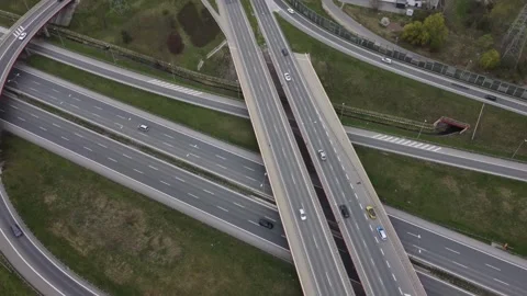 Top view of the road junction on the highway Stock Footage 280109787