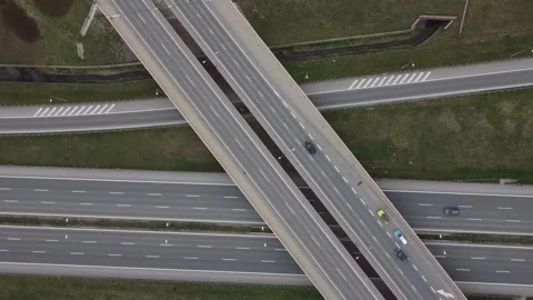 Top view of the road junction on the highway Stock Footage 280109791