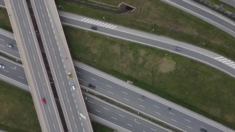 Top view of the road junction on the highway Stock Footage 280109827