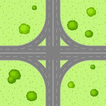 Top view of road junction. Illustrazione stock
