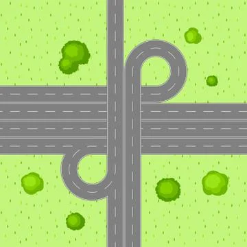 Top view of road junction. 스톡 일러스트