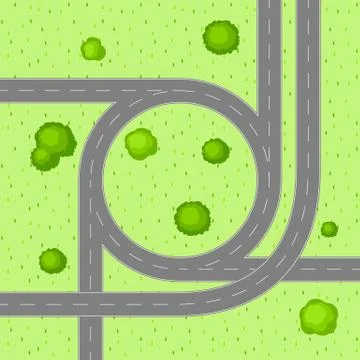 Top view of road junction. Illustrazione stock