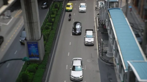 Top view on road in modern city. Car and bike traffic on highway. Urban concept Stock Footage 103333190