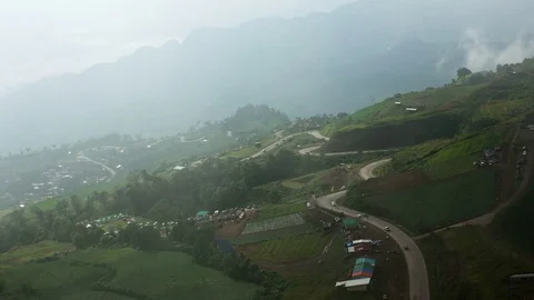 Top View of the road on the mountain . The way go to phutabberk , Thailand Stock Footage 82413058