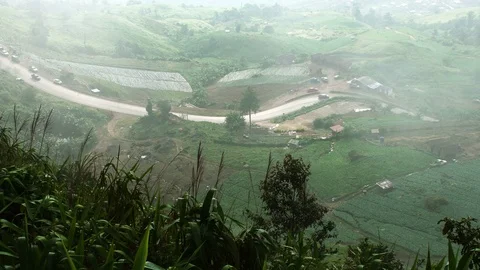 Top View of the road on the mountain . The way go to phutabberk , Thailand Stock Footage 83603556