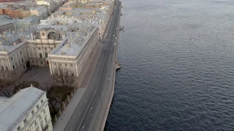 Top view on road, which is located next to water Stock Footage 154541997