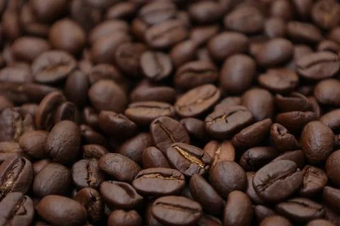 Top view of roasted coffee beans Stockfoto's