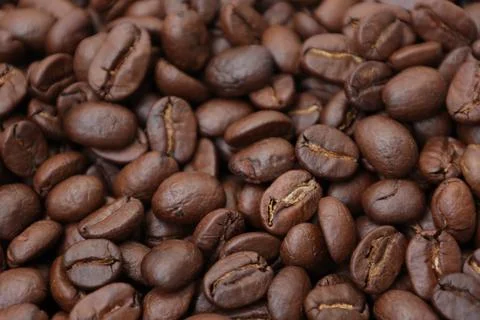 Top view of roasted coffee beans 스톡 사진