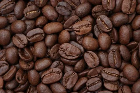 Top view of roasted coffee beans Stockfoto's