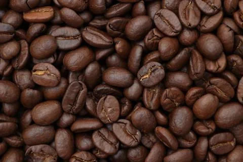 Top view of roasted coffee beans Stock-Fotos