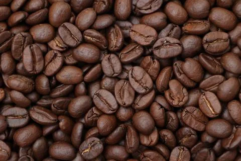 Top view of roasted coffee beans Fotos Stock