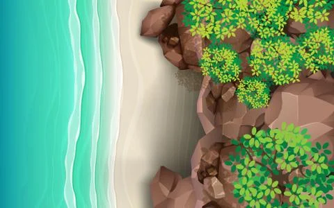 Top view of rock cave on the beach Stock Illustration