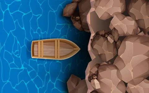 Top view of rock cave in the ocean Stock Illustration