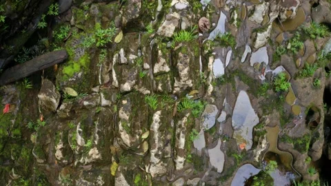 Top view of a rockbed that has been cut in lines due to wearance from water Stock Footage 151280970