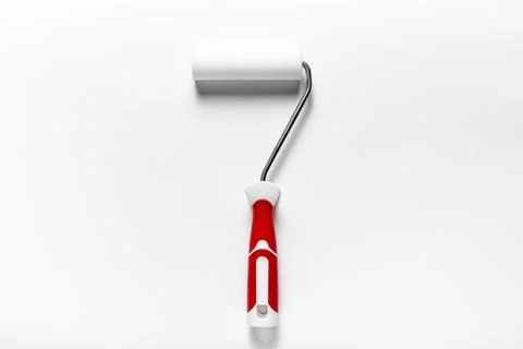 Top view roller brush white background Stock Photos