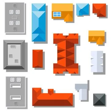 Top view roofs Stock Illustration