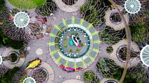 Top view of rooftop bar at one of the artificial tree at gardens by the bay Stock Photos