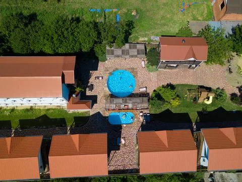Top view of the rooftops of Typical buildings for a hotel or guest house Stock Photos