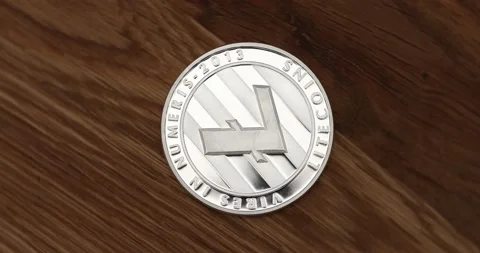 Top view to rotating litecoin Stock-Footage 142657416