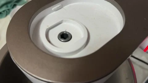 Top view of rotating mechanism on kitchen food processor base, appliance motor Stock-Footage 337117493