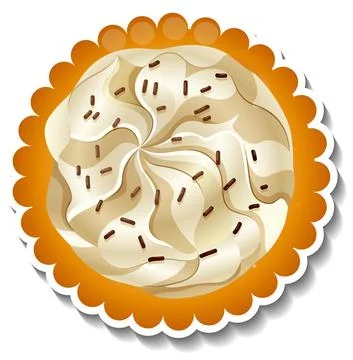 Top view of round cracker with cream on top 스톡 일러스트