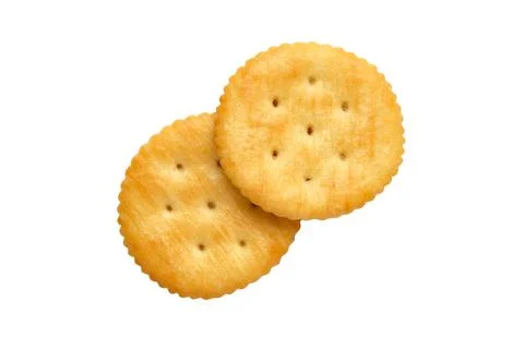 Top View of Round Cracker, Isolated on White Background. Stock Photos
