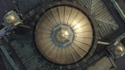 Top view of the round dome of the cathedral , road 스톡 동영상 124306977