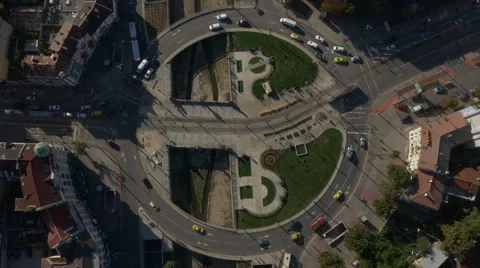 Top view of round road in Sofia. Stock Footage 67877152