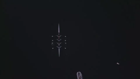 Top view of Rowing on the Atlantic Ocean in Halifax, Canada. Stock Footage 268769428