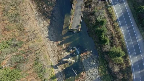 Top view of a ruined bridge Stock Footage 165159111