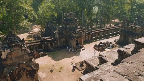 Top view of ruins of ancient Angkor Wat temple Stock Footage 88413841