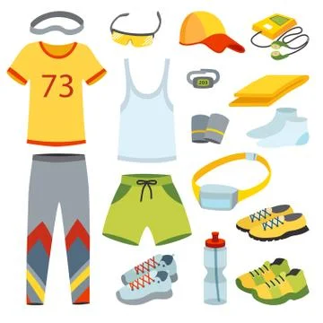 Top view running clothes cartoon flat vector illustration Stock Illustration