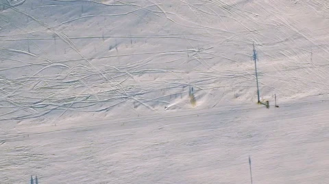Top view of running ski lifts. Stock Footage 58799074