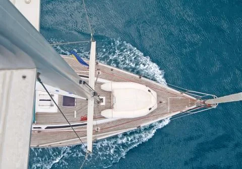 Top view of sailing boat Stock Photos