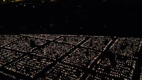 Top view of the Saint Joseph Cemetery in Cz?stochowa at night on All Saints.. Stock Footage 321391135