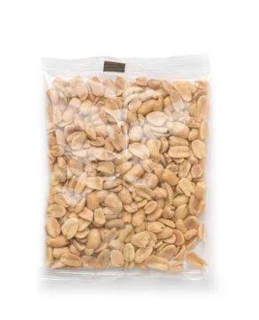 Top view of salted roasted peanuts in plastic bag Top view of salted roast... Stock Photos