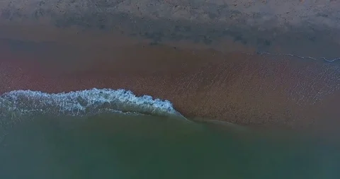 Top view of a sandy beach and wave Stock Footage 93907679