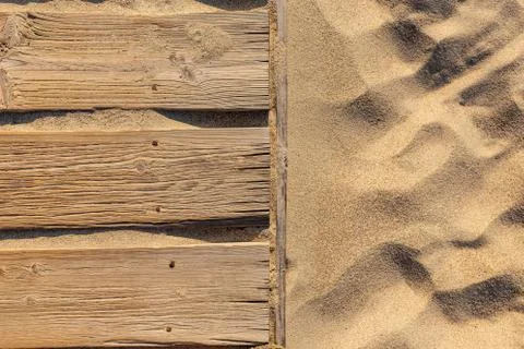 Top view of sandy beach frame. Stock Photos