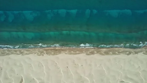 Top view of sandy coastline and emerald water at Patara beach, Turkey Stock Footage 237648791
