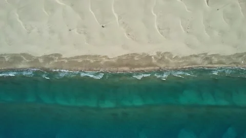 Top view of sandy coastline and emerald water at Patara beach, Turkey Stock Footage 237648824