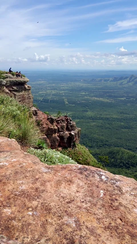 Top view from São Jeronimo Hill. Sandstone cliffs at Chapada dos Guimãraes Stock Footage 309561322